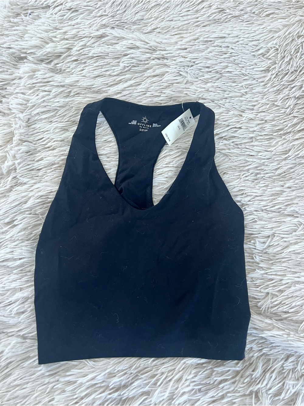 aerie Black Racerback Sports Crop